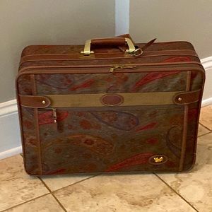 Diane von Furstenberg Vtg Paisley Leather Trim Sacvoyage Luggage Valize Zipper